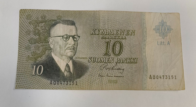 10 markkaa v. 1963 Litt.A, AÖ-korvaava, hankalampi