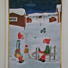 "Tontut talon pihalla"-KULKEMATON POSTIKORTTI - pikkukuva 1