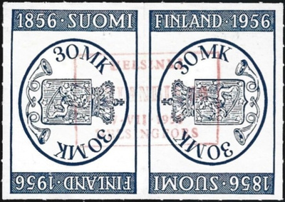 1956 Suomen postim 100 v EP-leima LaPe 457 PÄIKKÖPARI