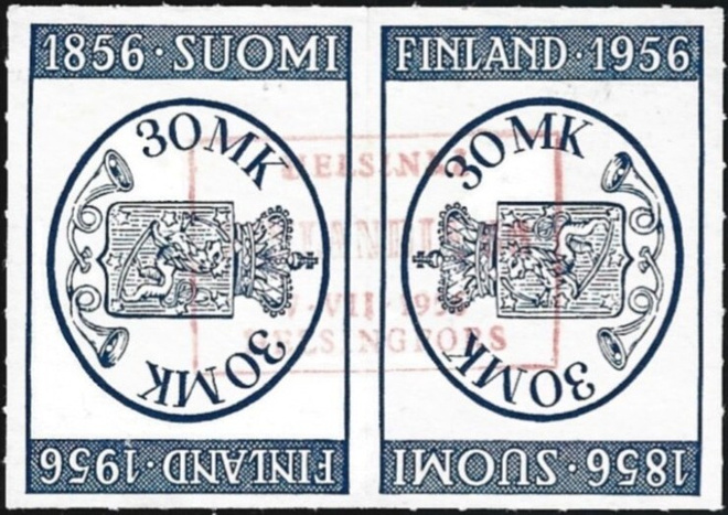 1956 Suomen postim 100 v EP-leima LaPe 457 PÄIKKÖPARI