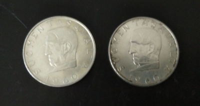 Suomen markan juhlaraha 1000mk 1960 2kpl