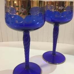 Bohemia Crystal viinilasit 6 kpl – Koboltinsininen & kulta