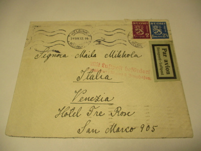 1933 Hki lentopostikuori Venetsiaan