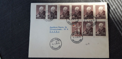 Vanha Suomi kirje, Ståhlberg 3,5 mk merkkejä ym. leima v. 58