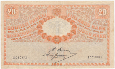 20 Markkaa 1909 KV 8num. kl.4