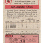 Purkkakuva n:o 127 Malcolm Page Birmingham. Jalkapallo - pikkukuva 2