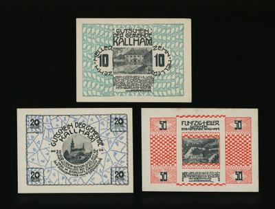 Itävalta Notgeld 10, 20, 50 Heller, Kallham 1920