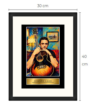 Uusi Johnny Cash art print kehystetty 30 cm x 40 cm