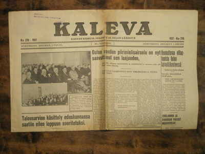 Sanomalehti: Kaleva 1.12.1937