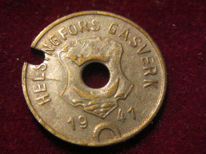 Helsingin kaasulaitos 1941. Kaasupoletti-Gas token