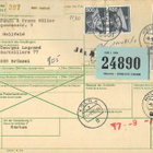 HOLLFELD 9.9.76 LEIMA MERKEILLÄ PAKETKARTE BRYSSELIIN MERKKE - pikkukuva 1