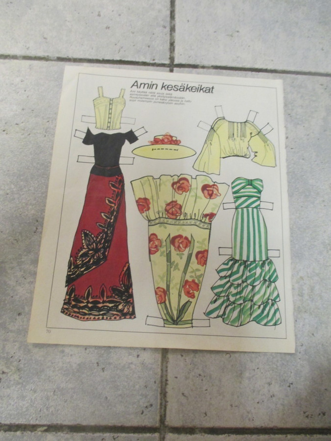 VANHA PAPERINUKKESIVU APU LEHDESTÄ ! 70 lukua ?