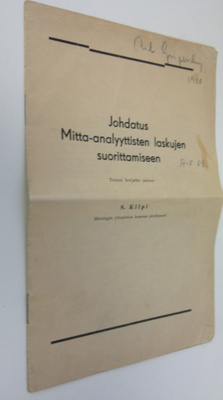 Sulo Kilpi : Johdatus mitta-analyyttisten laskujen suorit...