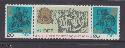 DDR Mi 1320-22 rivilösarja postituoreena