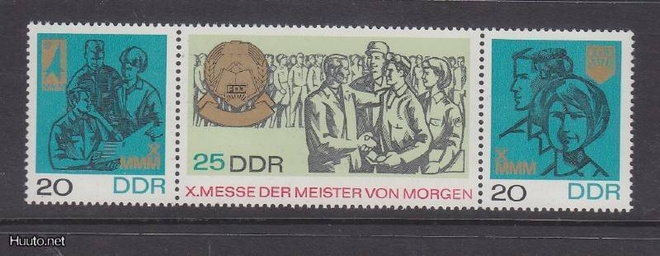 DDR Mi 1320-22 rivilösarja postituoreena