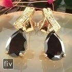 0302 .. 18K Kulta Duble Black Sapphire .. Korvakorut - pikkukuva 3