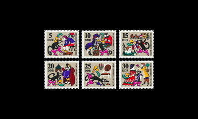 DDR 1426-31 ** Saapasjalkakissa-sadun kuvitusta (1968)