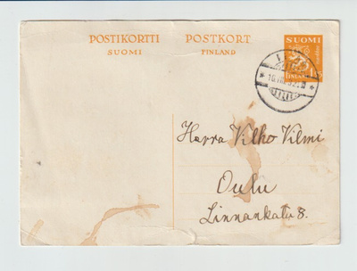Postileima,  II As, Vanha kortti leimattu 16.8.1932, LUE