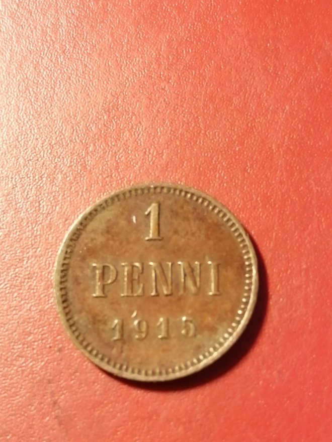 *Suomi *  1 penniä  *1915  *   Copper/Kupari *1+/EF