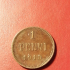 *Suomi *  1 penniä  *1915  *   Copper/Kupari *1+/EF - pikkukuva 1