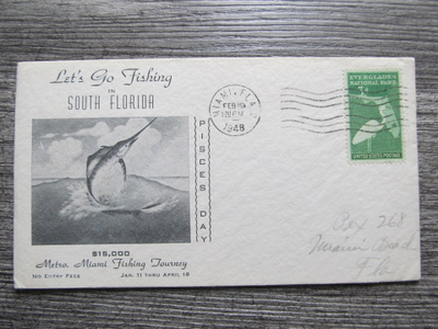 KALASTUS.....upea kuori & kortti, v. 1948, Florida, U.S.A.