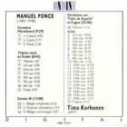 cd, Timo Korhonen: Manuel Ponce - Works For Guitar [classica - pikkukuva 2