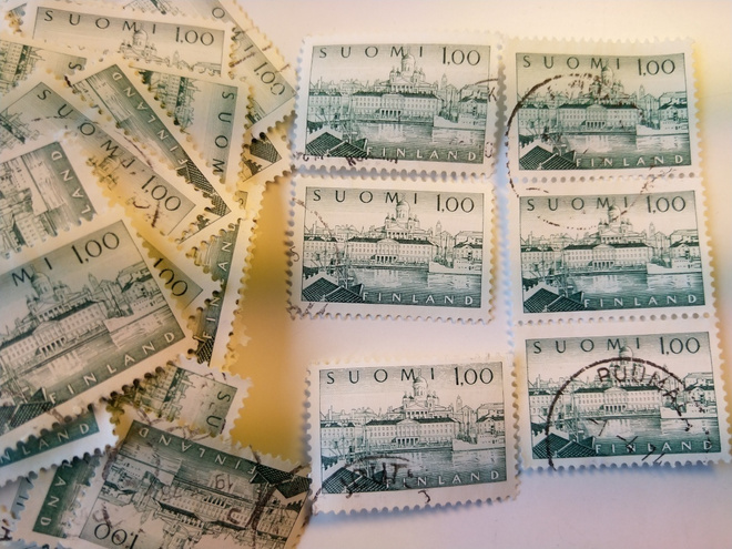 Malli 1954 Helsinki vihreä postimerkki 100 markka