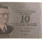 10 Markkaa 1963 Litt. A, mielenkiintoinen sarjanumero - pikkukuva 1