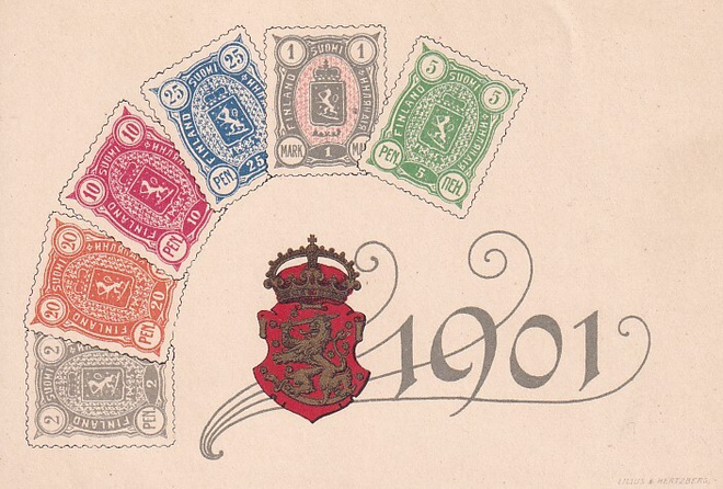 POSTIMERKKIEN 1901 MUISTOKORTTI