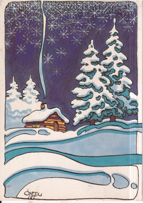 OMPPU. Mökki talvella. e309