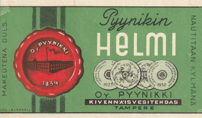 VANHA JUOMAETIKETTI - PYYNIKIN HELMI (K11-S31)