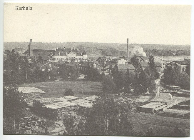 Kotka Karhula Näkymä tehdasalueelle, uusintapainos 1987