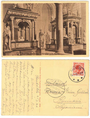 Vanha kortti, Tanska, Roskilde, tuomiokirkko, v. 1920