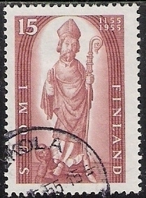 1955 Suomen kirkko 800 vuotta 15 mk leimattu LaPe 439