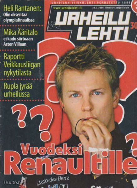 Urheilulehti 30/06- Suomifutis Rupla Valioliigassa Räikkönen