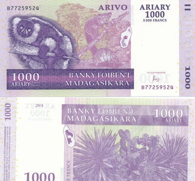 Madagascar 1.000 Ariary P89 #381