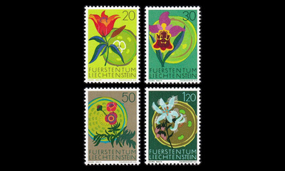 Liechtenstein 521-4 ** Euroopan luonnonsuojeluvuosi kukkia (