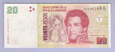 Argentiina 20 Pesos v.2018 UNC P-355c.1