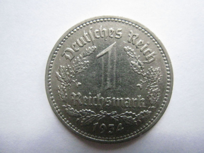 Natsi-Saksa 1 Reichsmark 1934 E