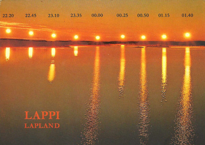 LAPPI KESKIYÖN AURINGON MAA KORTTI KÄYTETTY AURINKO KELLON A