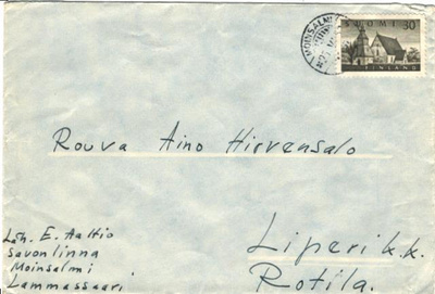 POSTILÄHETYS MOINSALMI (SAVONLINNA)-LIPERI as