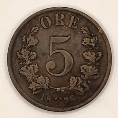 Norja 5 Äyrin kolikko 1896