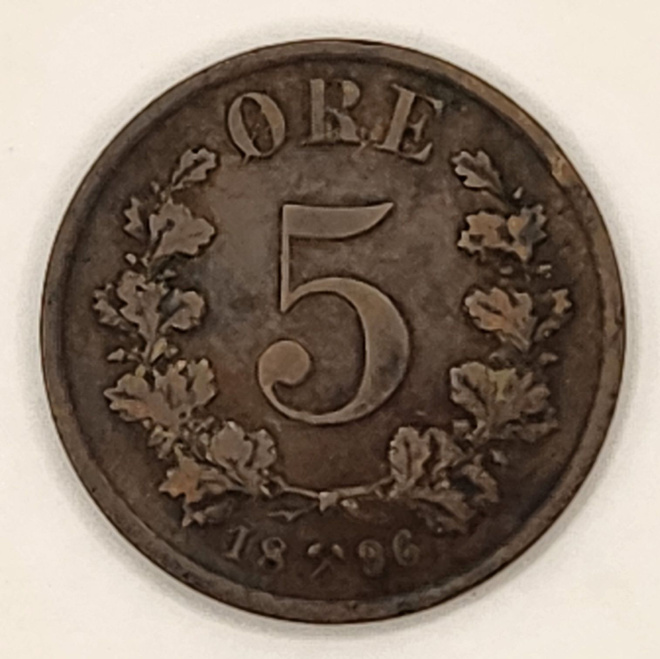 Norja 5 Äyrin kolikko 1896