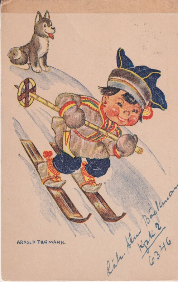 Arnold Tilgmann, Lapin poika suksilla. koira,   e223