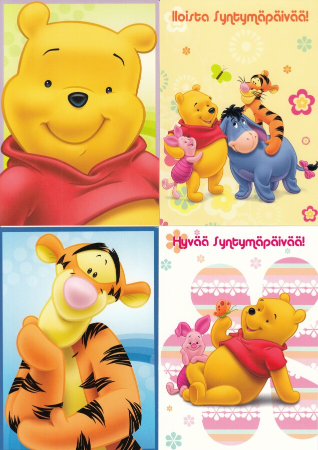 4 korttia Disney Nalle Puh
