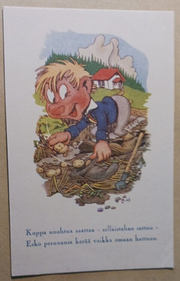 A. Lindeberg: Esko nostamassa perunoita, sarja 18, ei p.