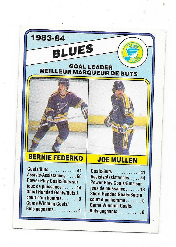 1984-85 OPC #367 Joe Mullen & Bernie Federko  St Louis Blues