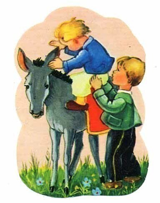 EO 8062 / Poika auttaa kaverinsa aasin selkään.