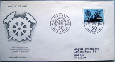 FDC 1968 Jakobstads Filatelister Keskuskauppakamari(75)