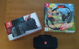 Nintendo Switch + 128GB + Ring Fit + kantolaukku